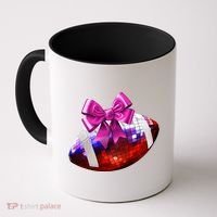 Cute Disco Ball Football Coquette Ribbon Style Coffee Mug thumb 0