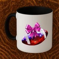 Cute Disco Ball Football Coquette Ribbon Style Coffee Mug thumb 2