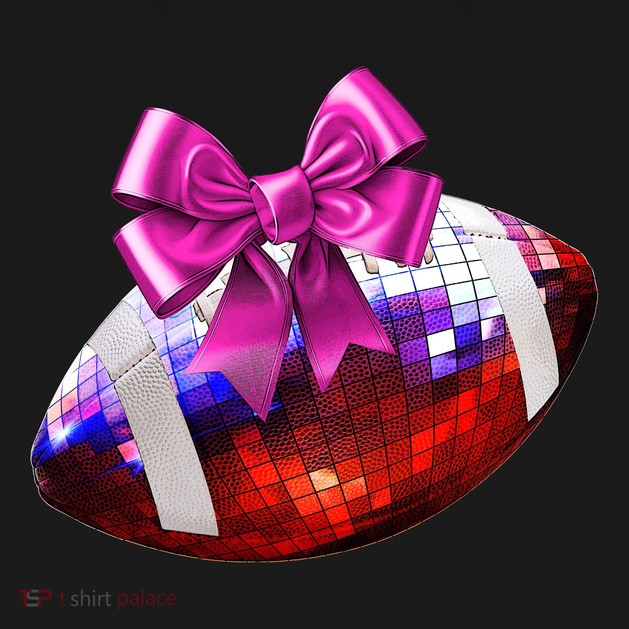 Cute Disco Ball Football Coquette Ribbon Style Women's Hoodie