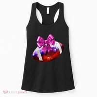 Cute Disco Ball Football Coquette Ribbon Style Women's Tank Top thumb 0