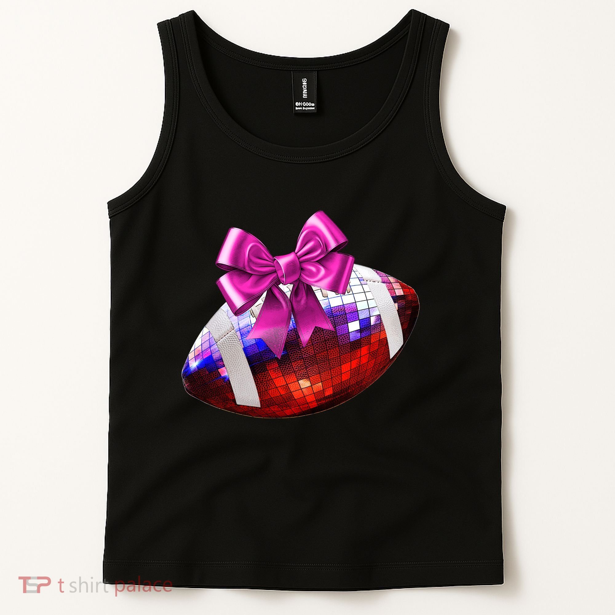 Cute Disco Ball Football Coquette Ribbon Style Tank Top