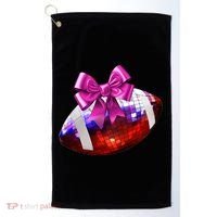 Cute Disco Ball Football Coquette Ribbon Style Golf Towel thumb 0