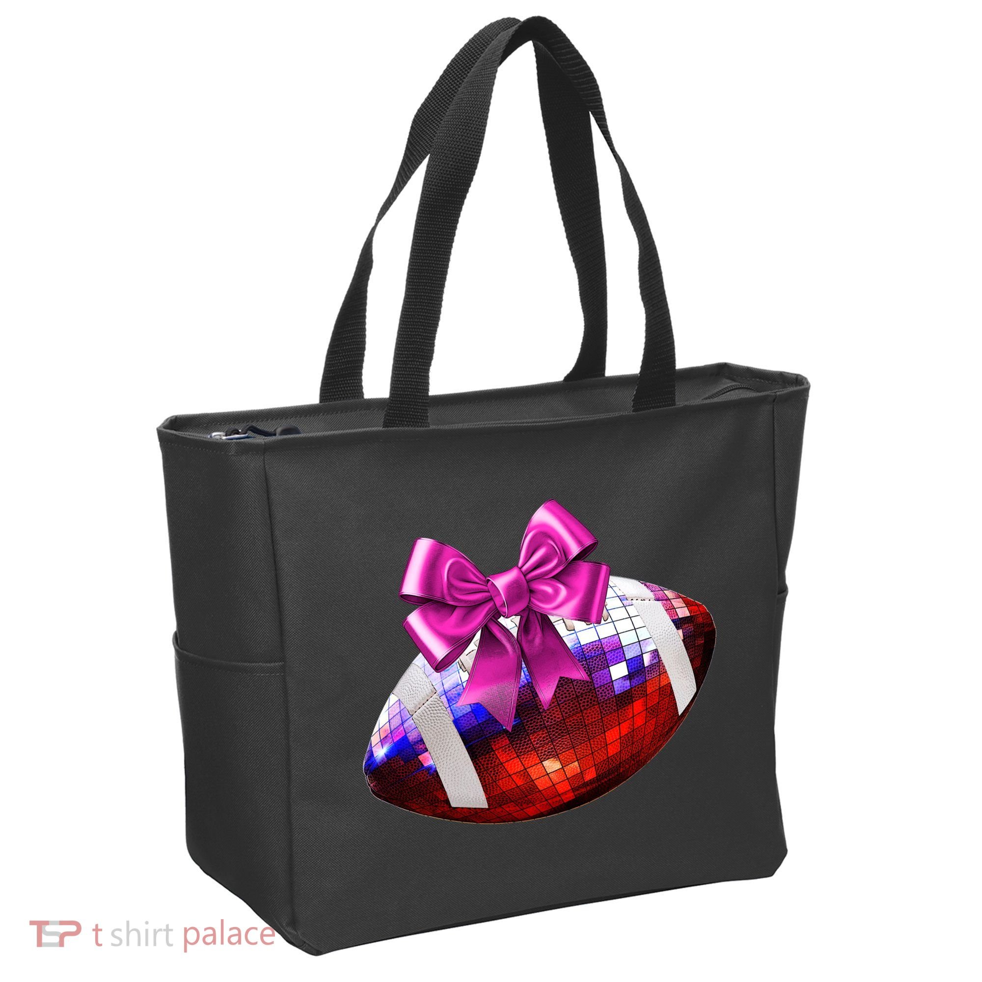 Cute Disco Ball Football Coquette Ribbon Style Tote Bag