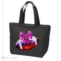 Cute Disco Ball Football Coquette Ribbon Style Tote Bag thumb 3
