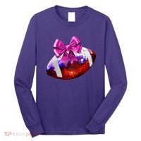 Cute Disco Ball Football Coquette Ribbon Style Long Sleeve Shirt thumb 0