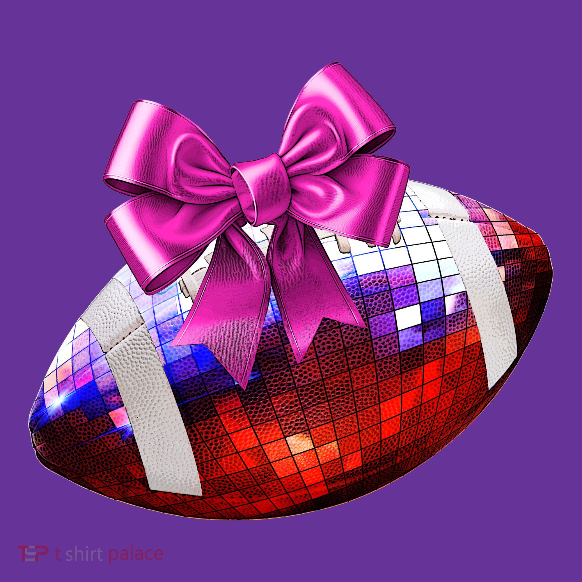 Cute Disco Ball Football Coquette Ribbon Style Long Sleeve Shirt