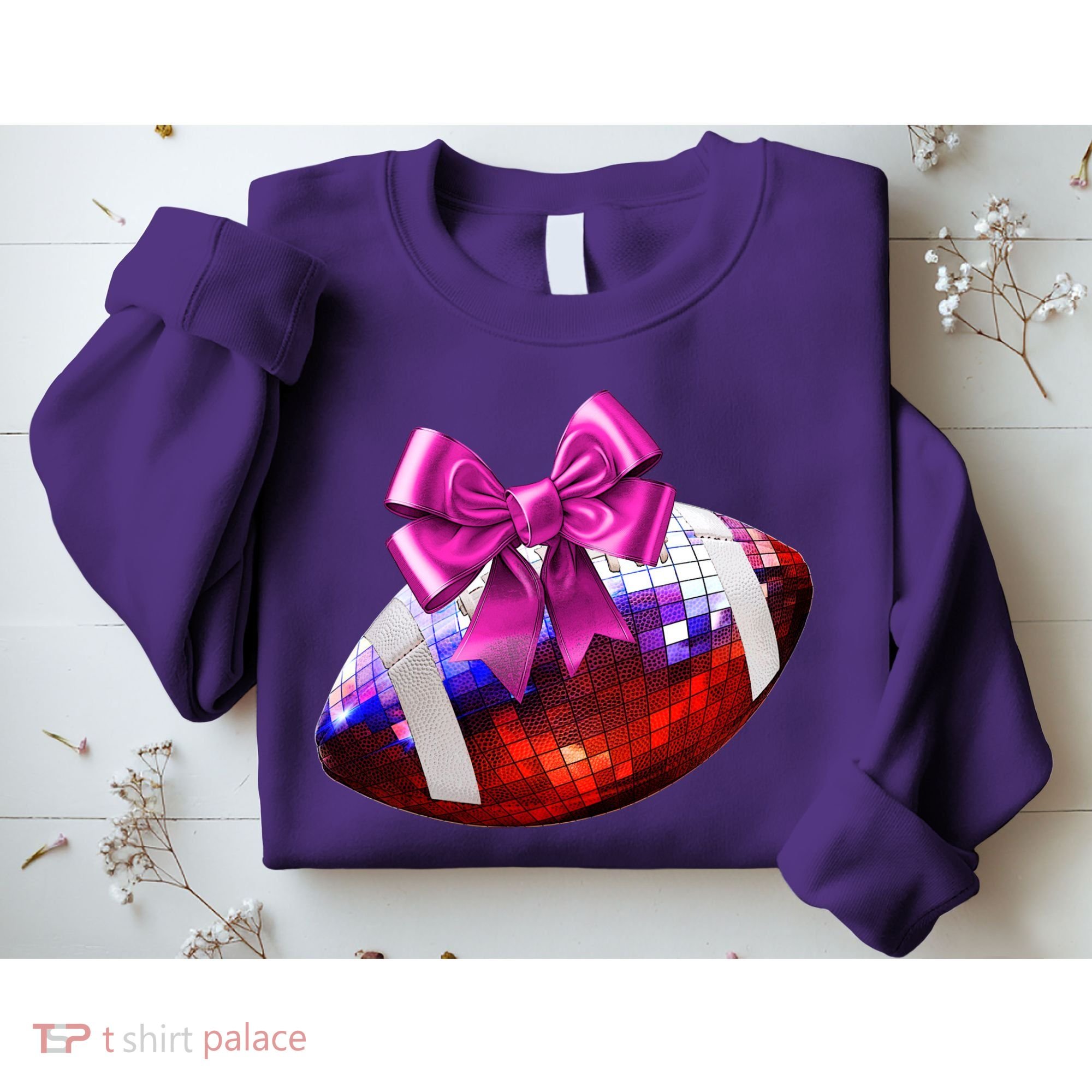 Cute Disco Ball Football Coquette Ribbon Style Sweatshirt