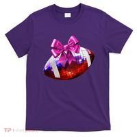 Cute Disco Ball Football Coquette Ribbon Style T-Shirt thumb 0