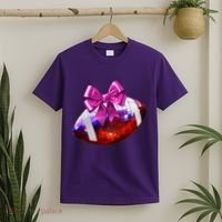 Cute Disco Ball Football Coquette Ribbon Style T-Shirt thumb 2