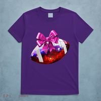 Cute Disco Ball Football Coquette Ribbon Style T-Shirt thumb 5