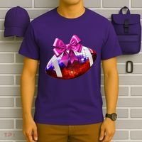 Cute Disco Ball Football Coquette Ribbon Style T-Shirt thumb 6