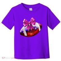 Cute Disco Ball Football Coquette Ribbon Style Toddler T-Shirt thumb 0