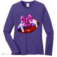 Cute Disco Ball Football Coquette Ribbon Style Women's Long Sleeve Shirt thumb 0