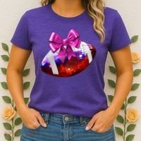 Cute Disco Ball Football Coquette Ribbon Style Women's T-Shirt thumb 2