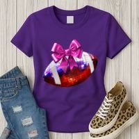 Cute Disco Ball Football Coquette Ribbon Style Women's T-Shirt thumb 3
