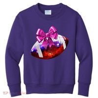 Cute Disco Ball Football Coquette Ribbon Style Kids Sweatshirt thumb 0