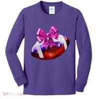 Cute Disco Ball Football Coquette Ribbon Style Kids Long Sleeve Shirt thumb 0