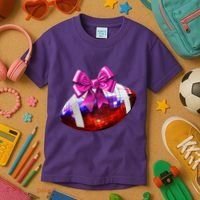 Cute Disco Ball Football Coquette Ribbon Style Kids T-Shirt thumb 3