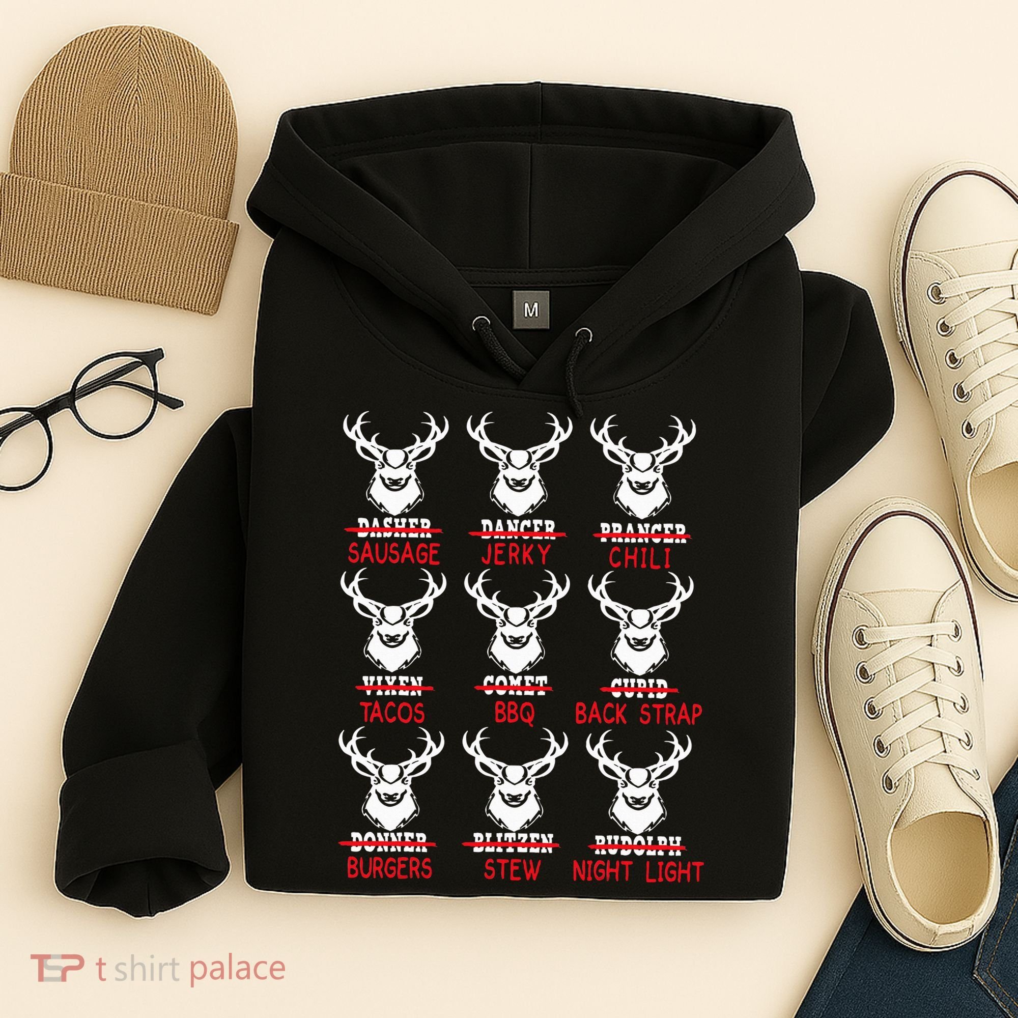 Christmas Deer Bow Hunting Santa Hunter Hoodie
