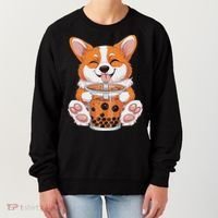 Corgi Dog Bubble Boba Tea Anime Cute Kawaii Corgi Dog Women's Sweatshirt thumb 0