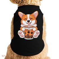 Corgi Dog Bubble Boba Tea Anime Cute Kawaii Corgi Dog Doggie Tank thumb 0