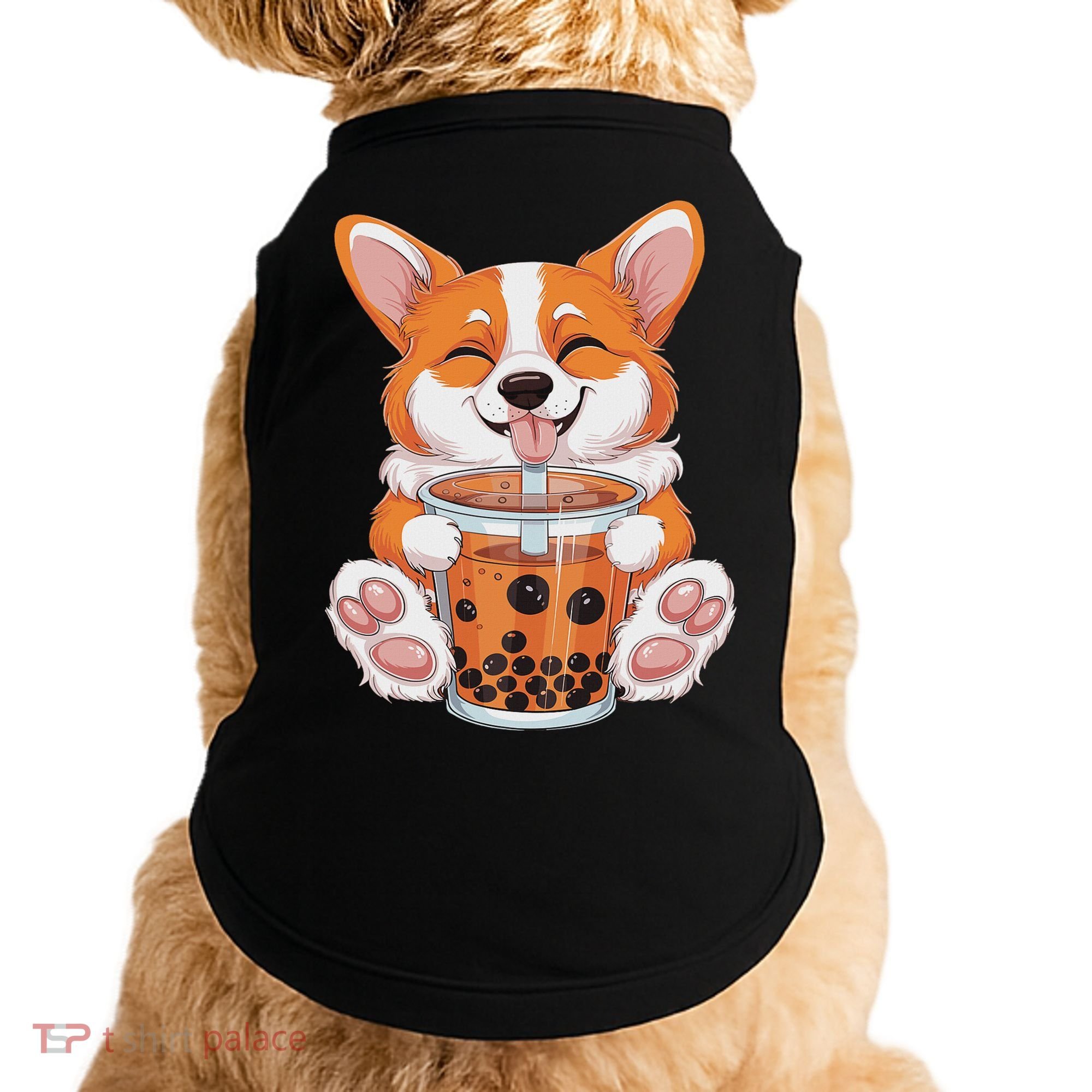 Corgi Dog Bubble Boba Tea Anime Cute Kawaii Corgi Dog Doggie Tank