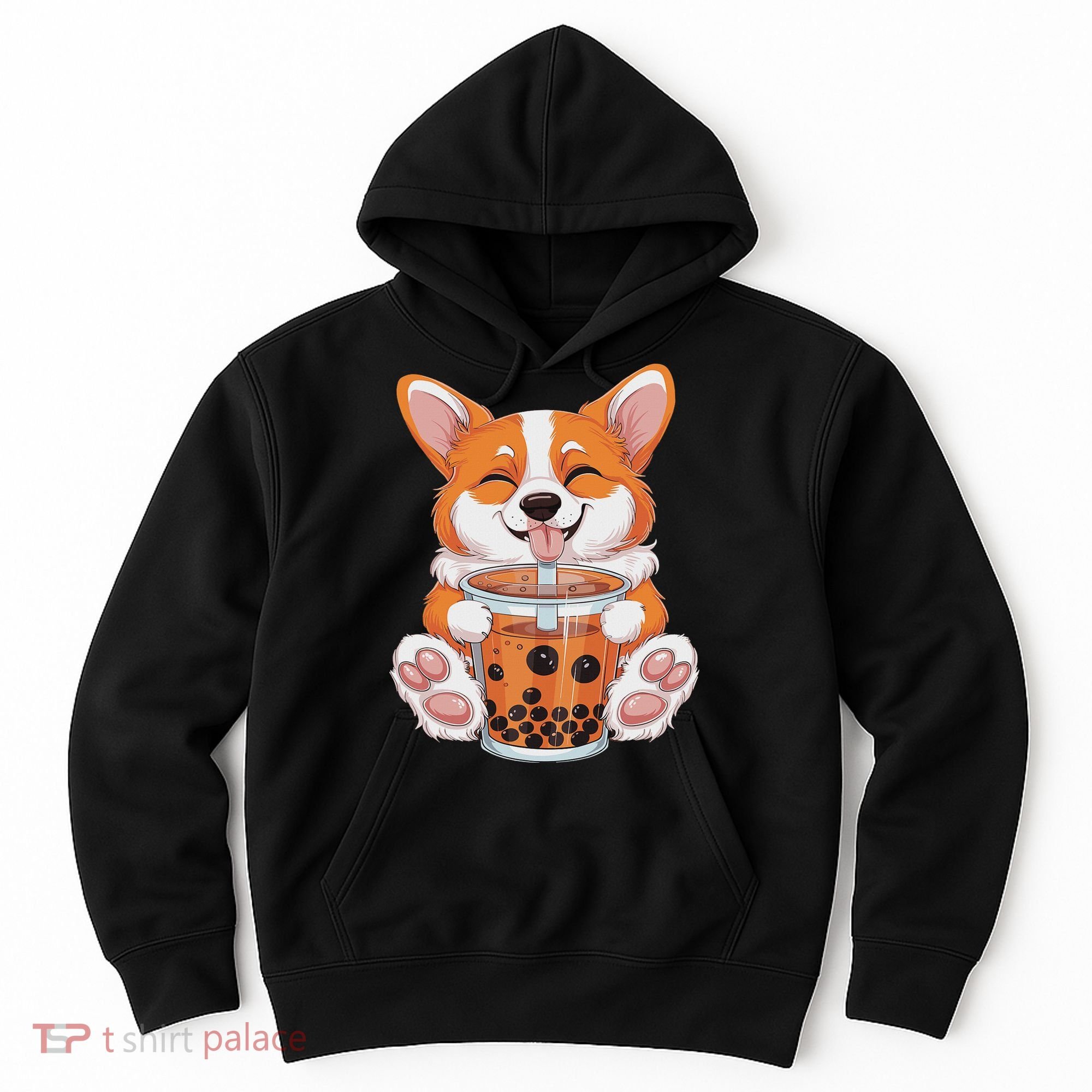 Corgi Dog Bubble Boba Tea Anime Cute Kawaii Corgi Dog Hoodie