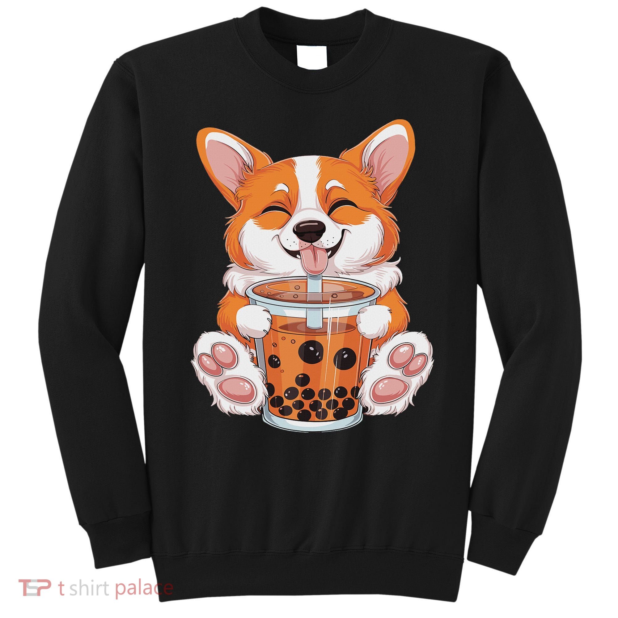 Corgi Dog Bubble Boba Tea Anime Cute Kawaii Corgi Dog Sweatshirt