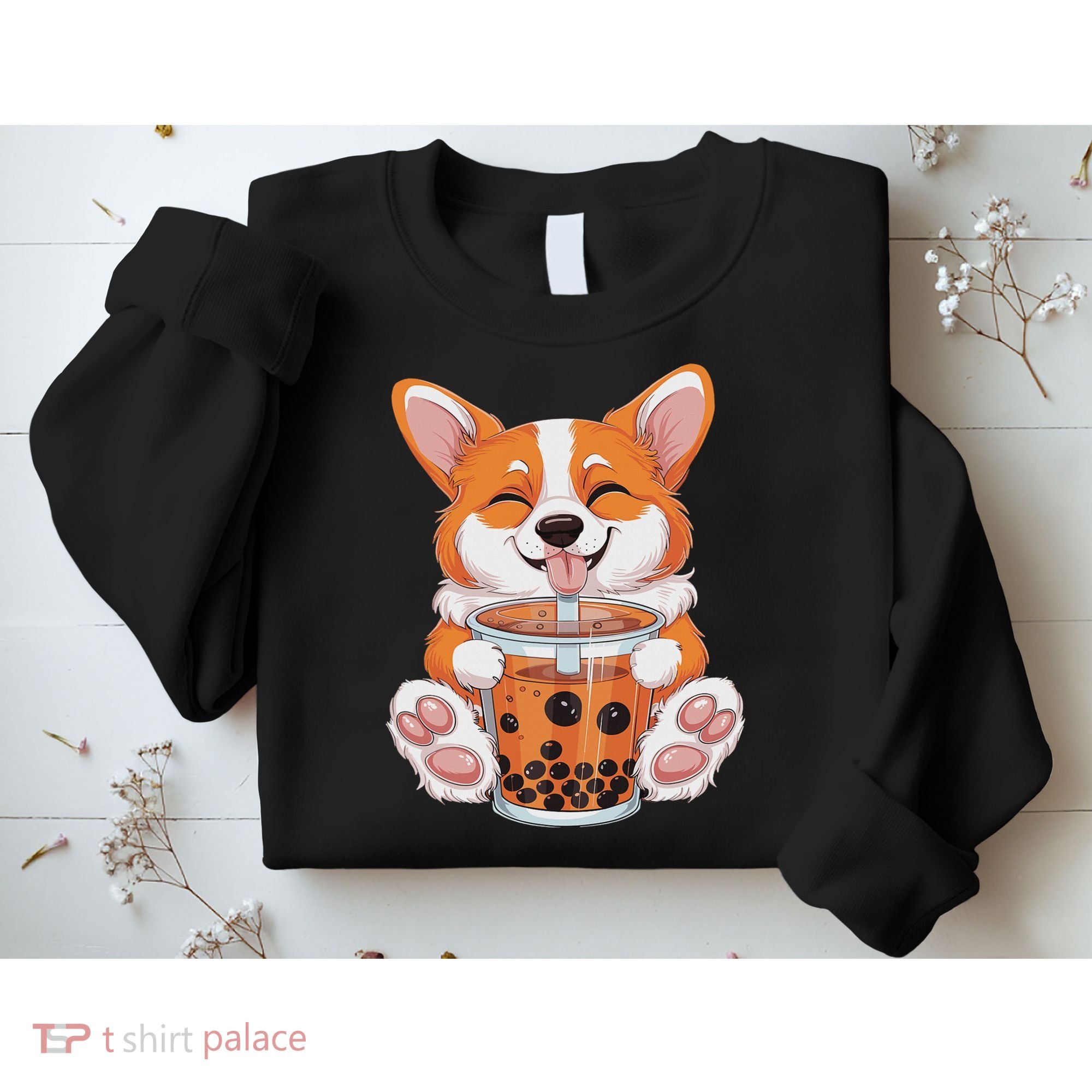 Corgi Dog Bubble Boba Tea Anime Cute Kawaii Corgi Dog Sweatshirt