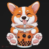 Corgi Dog Bubble Boba Tea Anime Cute Kawaii Corgi Dog Sweatshirt thumb 3