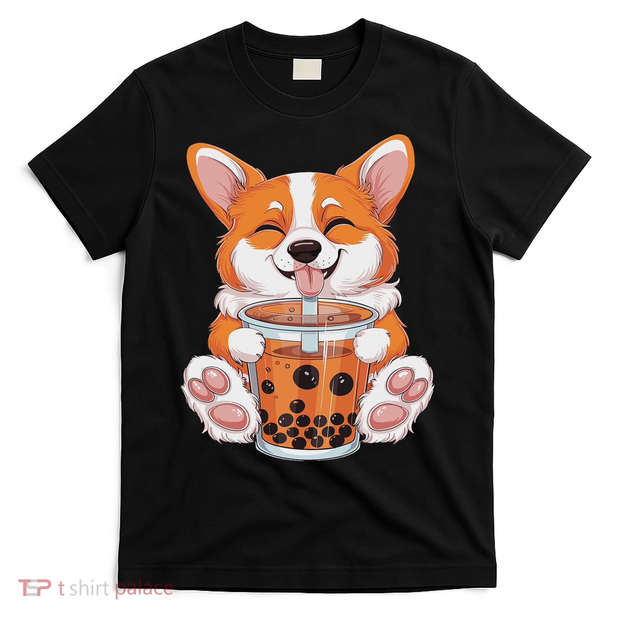 Corgi Dog Bubble Boba Tea Anime Cute Kawaii Corgi Dog T-Shirt
