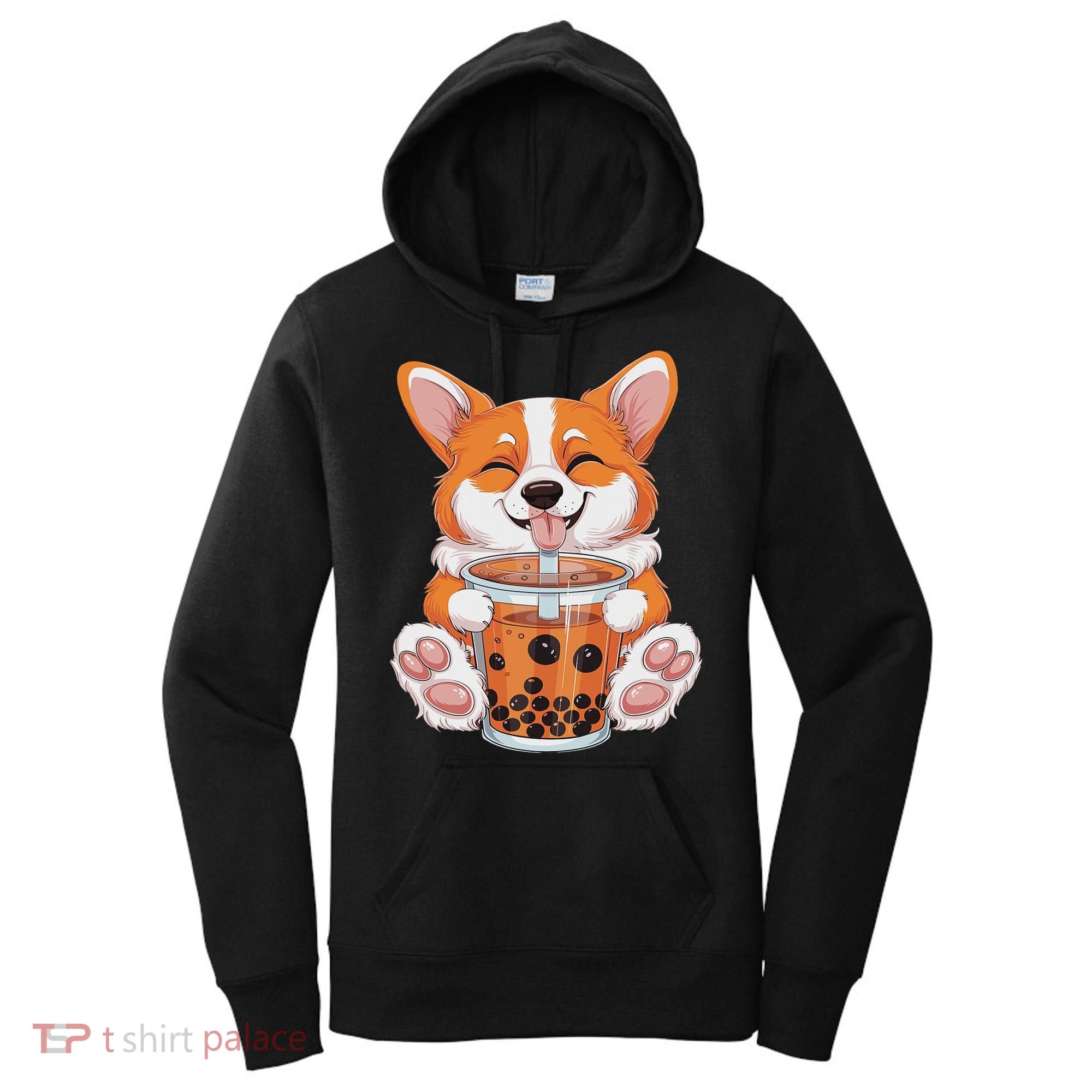 Corgi Dog Bubble Boba Tea Anime Cute Kawaii Corgi Dog Women's Hoodie