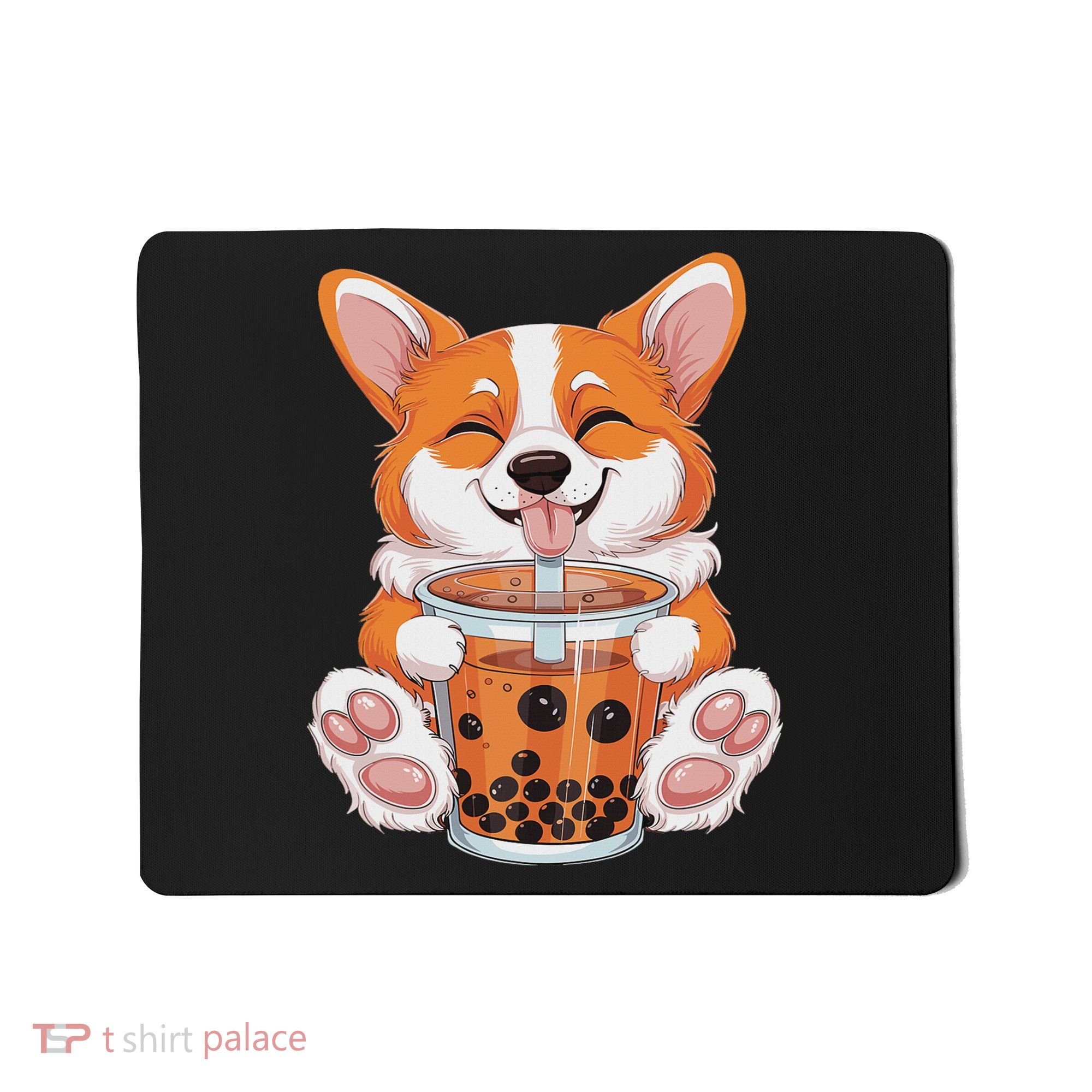 Corgi Dog Bubble Boba Tea Anime Cute Kawaii Corgi Dog Mousepad