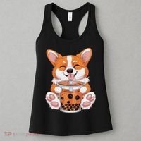 Corgi Dog Bubble Boba Tea Anime Cute Kawaii Corgi Dog Women's Tank Top thumb 3
