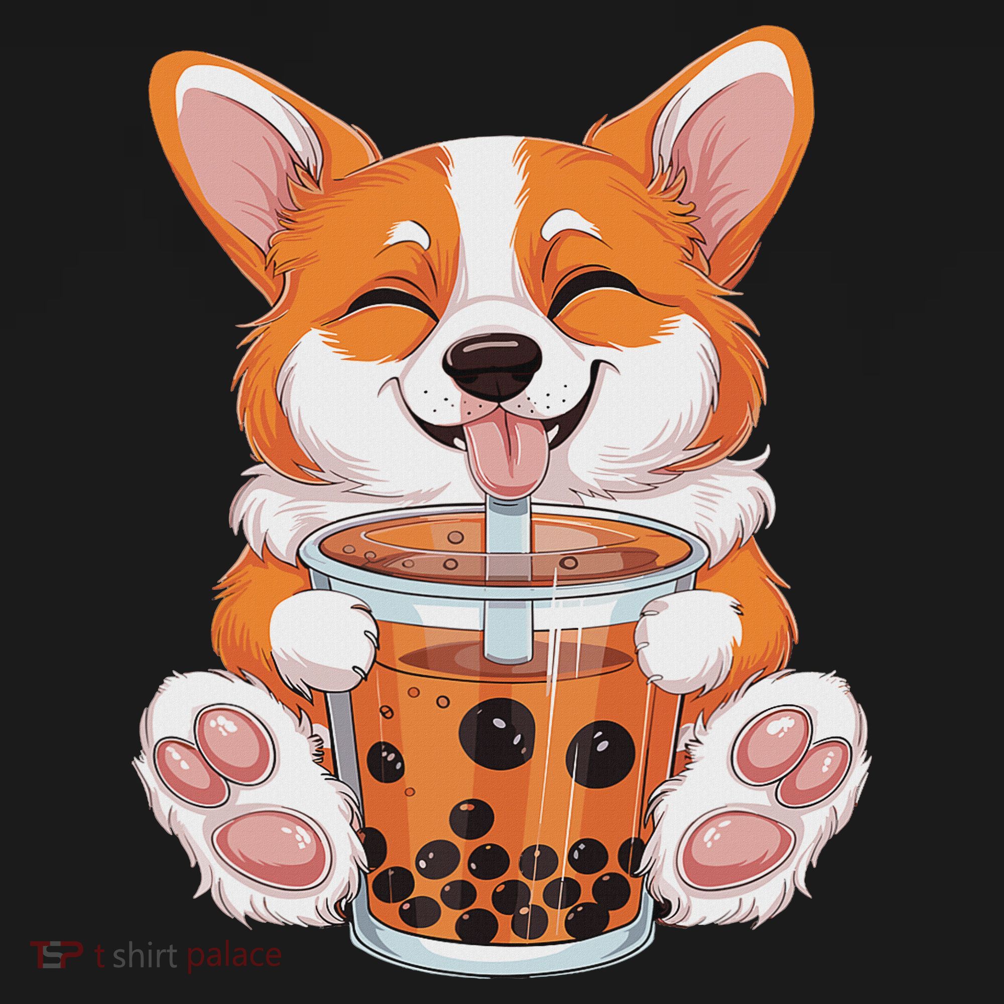Corgi Dog Bubble Boba Tea Anime Cute Kawaii Corgi Dog Women's Tank Top