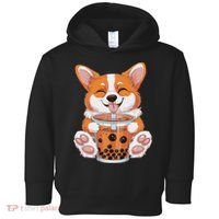 Corgi Dog Bubble Boba Tea Anime Cute Kawaii Corgi Dog Toddler Hoodie thumb 0
