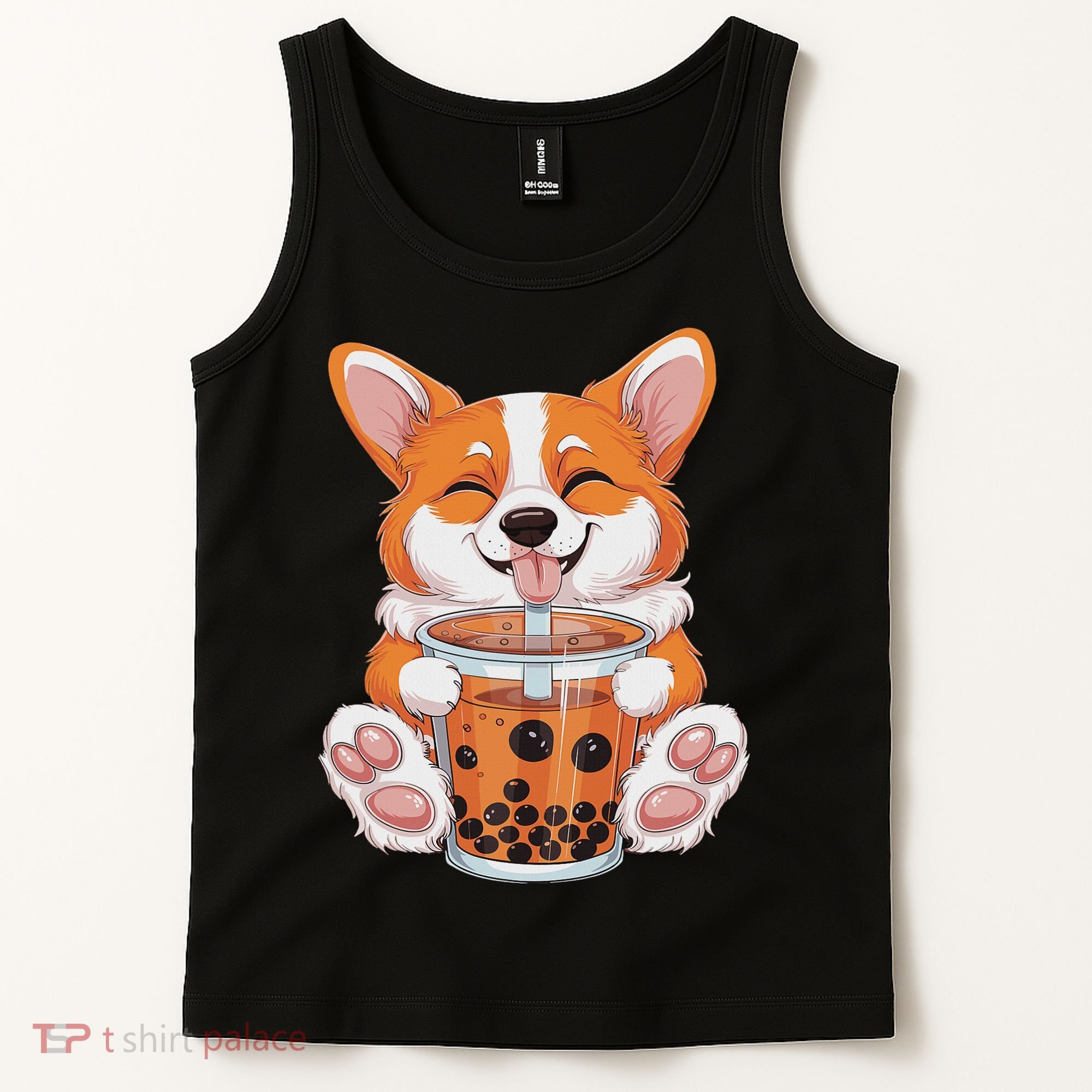 Corgi Dog Bubble Boba Tea Anime Cute Kawaii Corgi Dog Tank Top