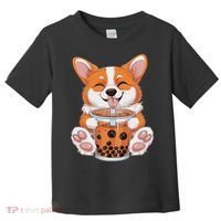 Corgi Dog Bubble Boba Tea Anime Cute Kawaii Corgi Dog Toddler T-Shirt thumb 0