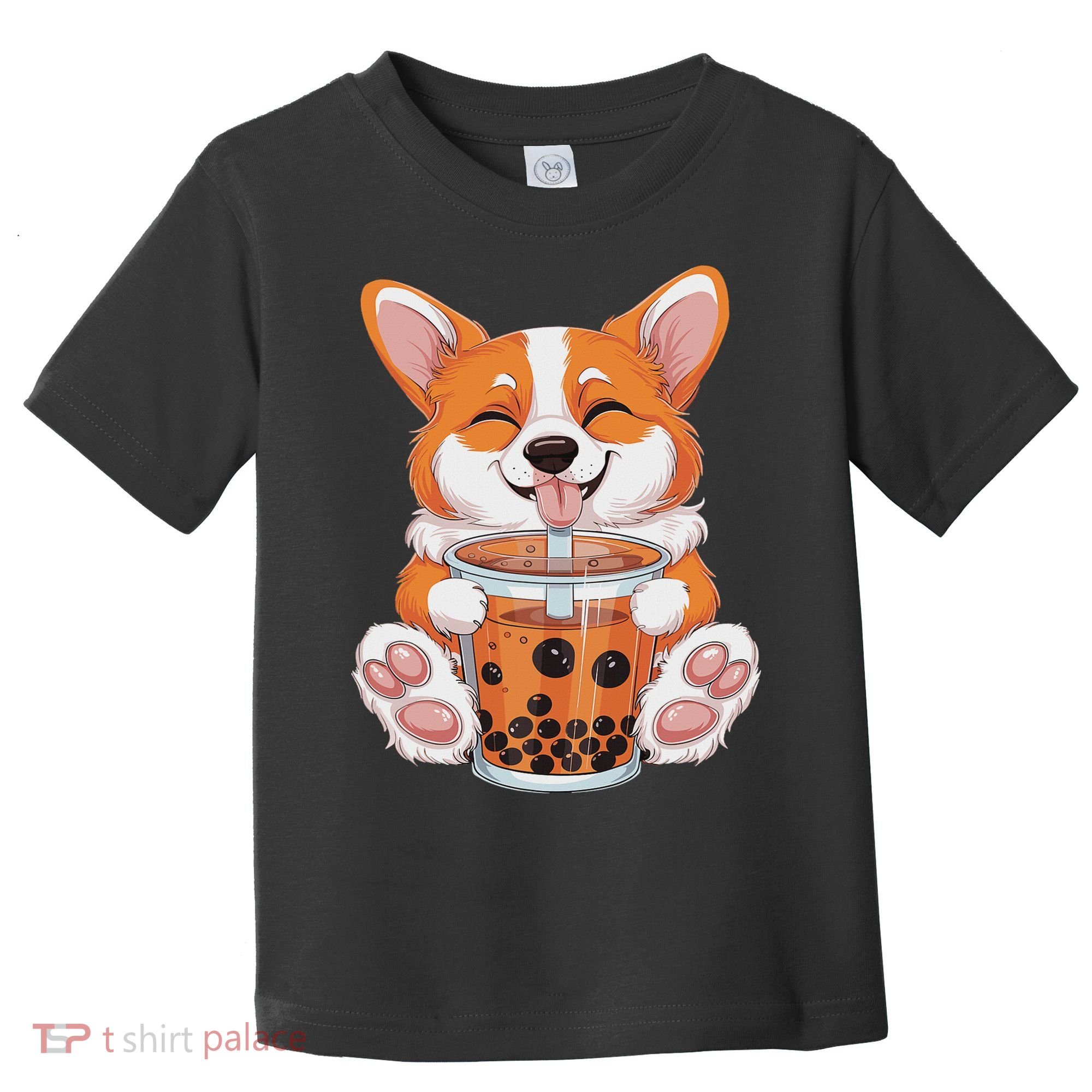 Corgi Dog Bubble Boba Tea Anime Cute Kawaii Corgi Dog Toddler T-Shirt