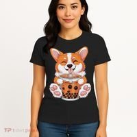 Corgi Dog Bubble Boba Tea Anime Cute Kawaii Corgi Dog Women's T-Shirt thumb 4