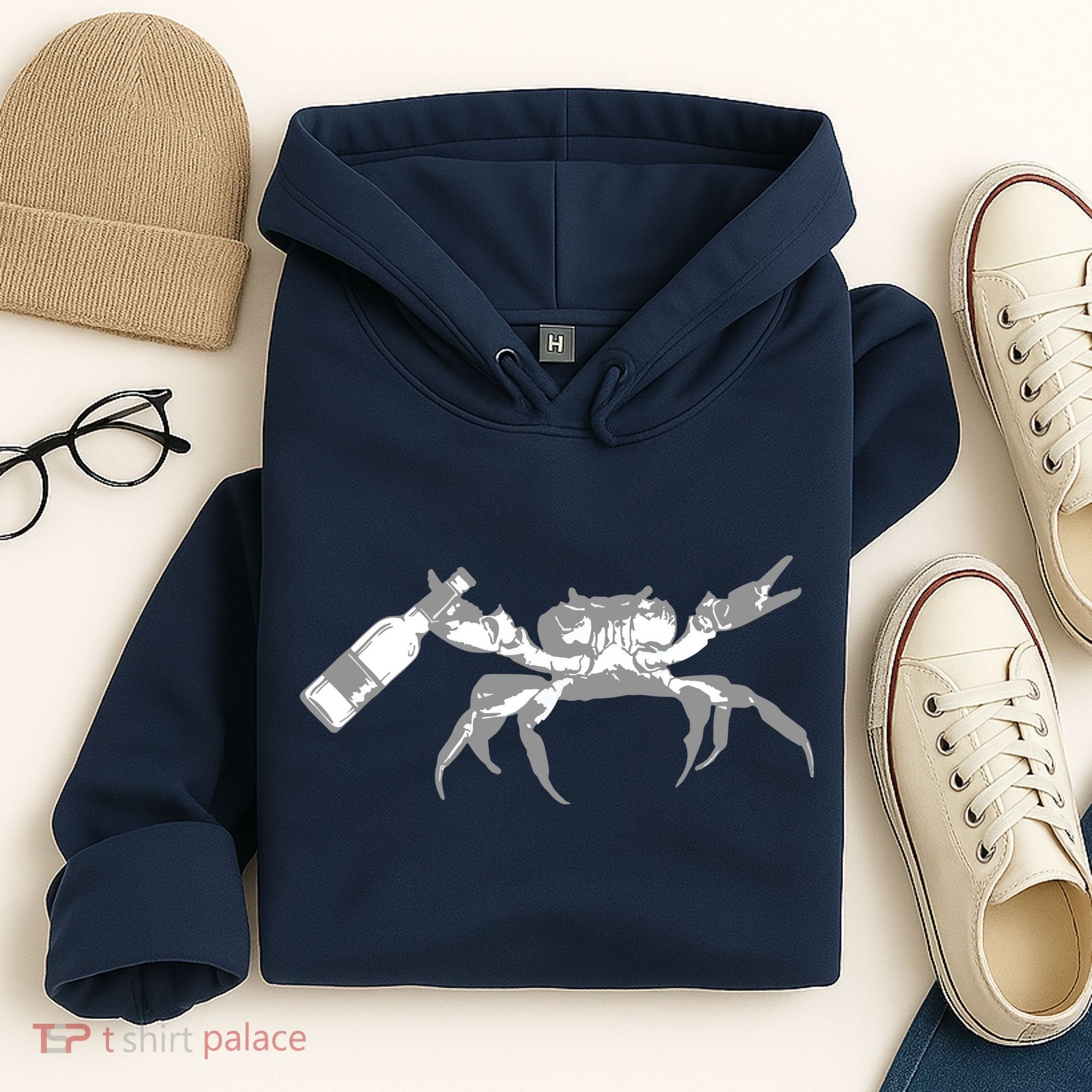 Crab Drinking Beer Hoodie