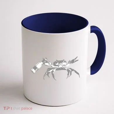 Crab Drinking Beer Coffee Mug back