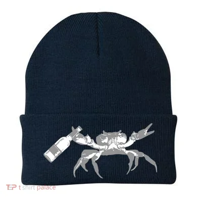 Crab Drinking Beer Beanie