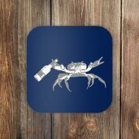 Crab Drinking Beer Coaster thumb 0
