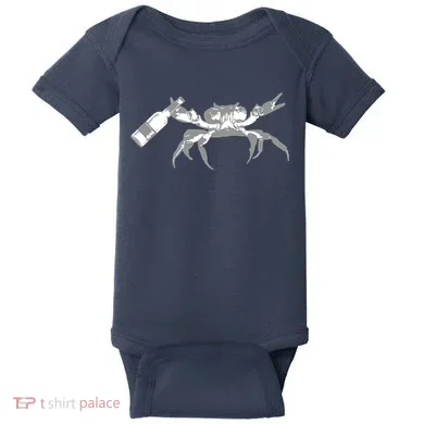 Crab Drinking Beer Baby Bodysuit