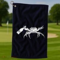 Crab Drinking Beer Golf Towel thumb 1