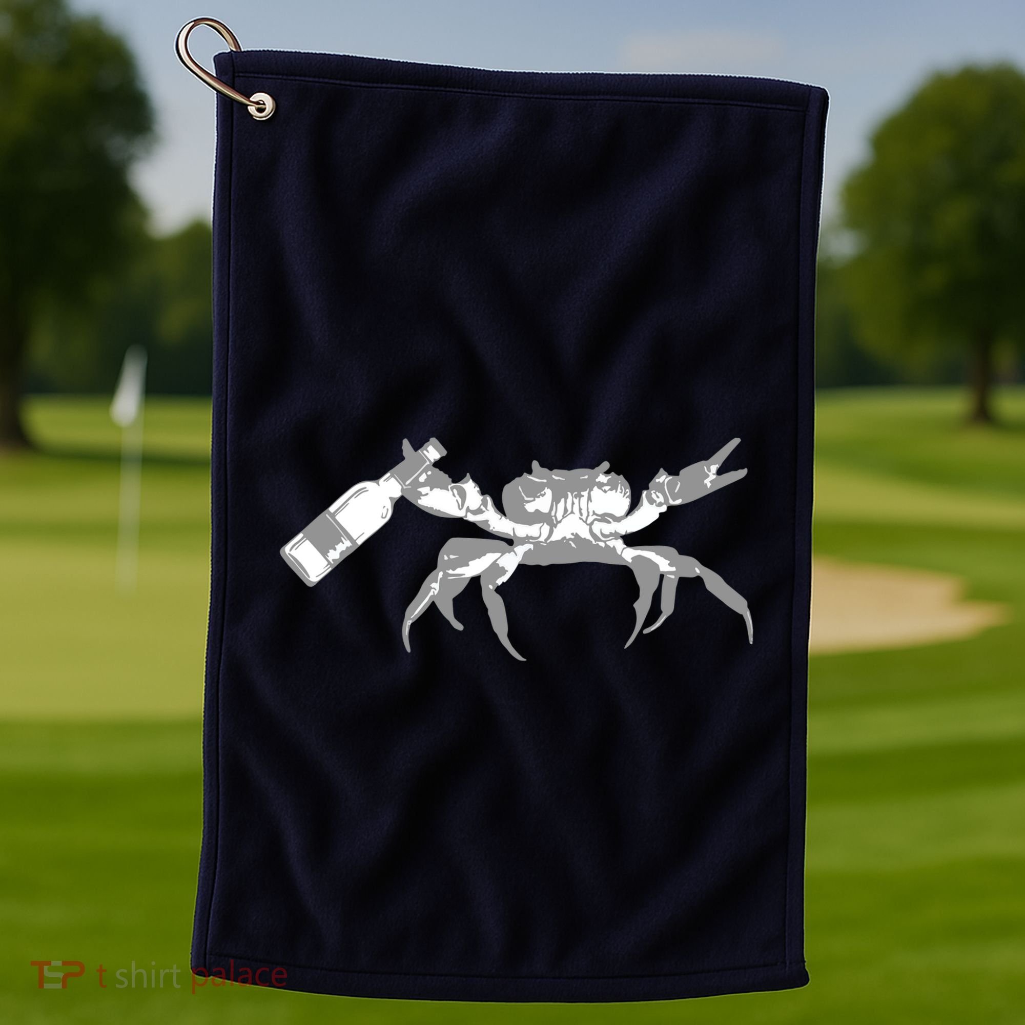 Crab Drinking Beer Golf Towel