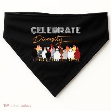 Celebrate Diversity Chickens Funny Graphic Tee Chicken Cute Gift USA-Made Doggie Bandana