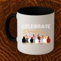 Celebrate Diversity Chickens Funny Graphic Tee Chicken Cute Gift Coffee Mug thumb 2
