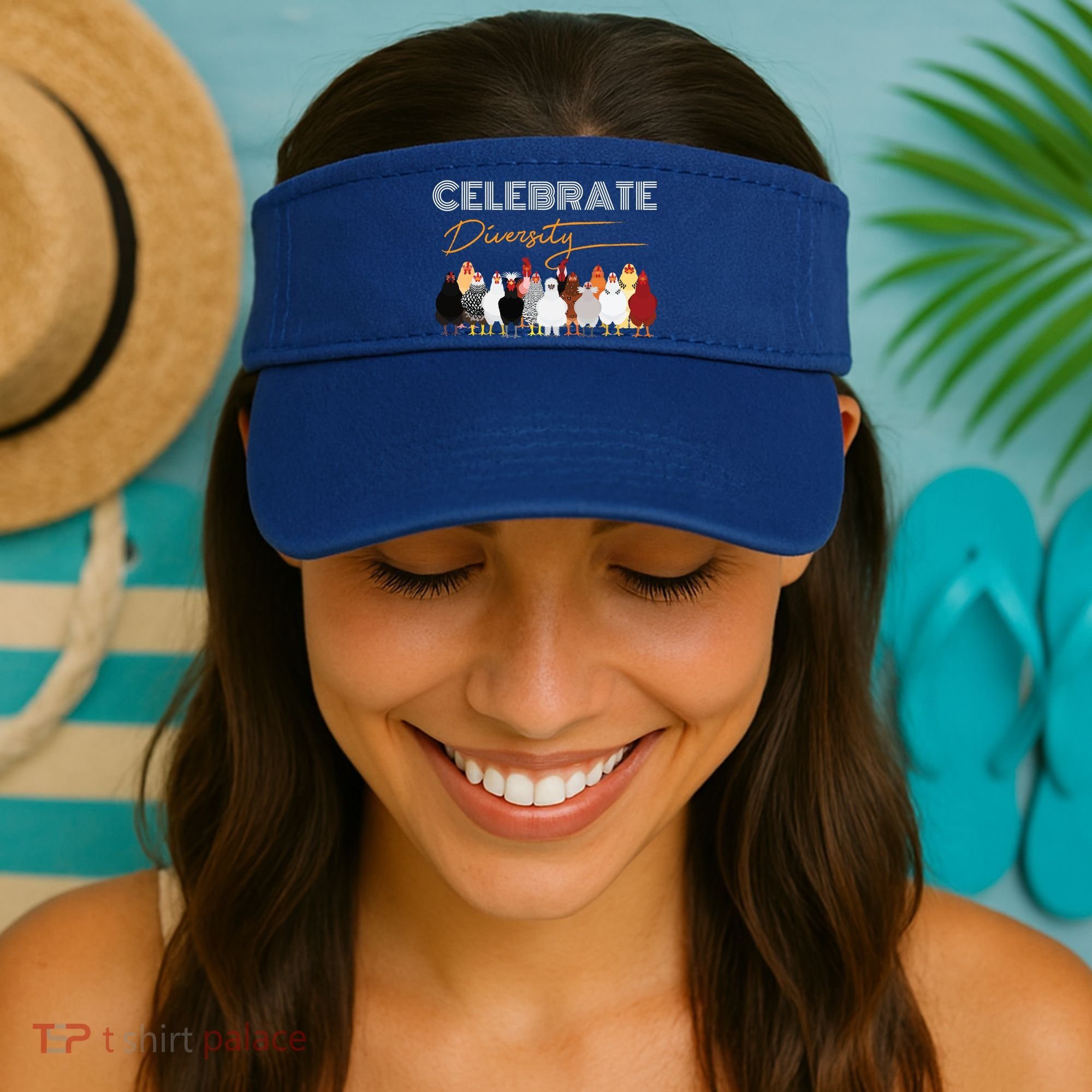 Celebrate Diversity Chickens Funny Graphic Tee Chicken Cute Gift Visor